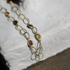Multi colored Sapphire Gold Link Necklace