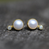 Cultured Pearl Diamond Earrings