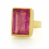 Rectangular Pink Tourmaline Gold Ring