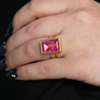 Rectangular Pink Tourmaline Gold Ring