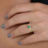 Tourmaline Sideways Teardrop Gold Ring