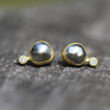 Grey Keshi Pearl Diamond Earrings