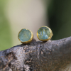 Aquamarine Crystal Gold Post Earrings