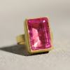 Rectangular Pink Tourmaline Gold Ring