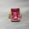 Rectangular Pink Tourmaline Gold Ring