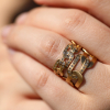 Joint 18k Gold Ring with Brown Diamonds