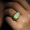 Large Gold Black Opal Ring