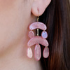 Rhodochrosite 18k Gold Mini Chandelier Earrings