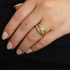 Cushion Cut Diamond 18k Yellow Gold Cigar Band Ring