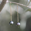 Tahitian Pearl 18k Cast Line Earrings