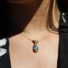 Black Opal Gold Locket Necklace