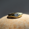 Cushion Cut Diamond 18k Yellow Gold Cigar Band Ring