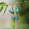 Fossilized Wood Opal Double Drop Earrings