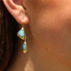 Fossilized Wood Opal Double Drop Earrings