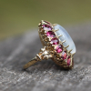 Vintage 14k Gold Moonstone Pink Tourmaline Cocktail Ring
