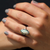 Vintage Marquis Opal Emerald Diamond Ring