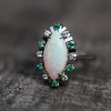 Vintage Marquis Opal Emerald Diamond Ring