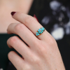 Vintage Victorian Paved Turquoise Ring with Diamond Accent