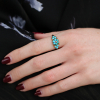 Vintage Victorian Paved Turquoise Ring with Diamond Accent