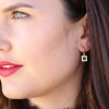 Black Diamond Gold Square Earrings