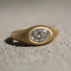 Cushion Cut Salt and Pepper 18k Gold Ring