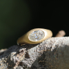 Cushion Cut Salt and Pepper 18k Gold Ring