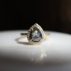 Dark Grey Teardrop Diamond with Halo Ring