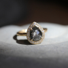 Dark Grey Teardrop Diamond with Halo Ring