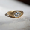 Cushion Cut Salt and Pepper 18k Gold Ring