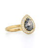 Dark Grey Teardrop Diamond with Halo Ring