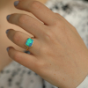 Rectangular All Gold Australian Opal Ring