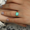 Rectangular All Gold Australian Opal Ring