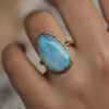 Teardrop Vertical Boulder Opal All Gold Ring