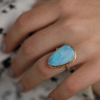 Teardrop Vertical Boulder Opal All Gold Ring