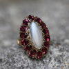Vintage 14k Gold Moonstone Pink Tourmaline Cocktail Ring