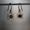 Black Diamond Gold Square Earrings