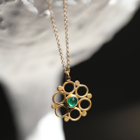 Small Emerald Mandala Gold Necklace Image