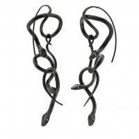 Serpent Chandelier Earrings in Oxidized Silver with Diamond Eyes Image