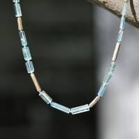 Aquamarine Gold Reed Necklace Image