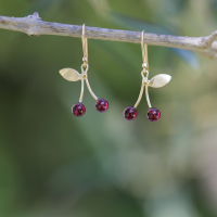 Garnet Cherry Gold Earrings Image