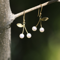 Gold Cherry Pearl Earrings Image