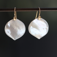 White Mother of Pearl Rose Petal Earrings Image