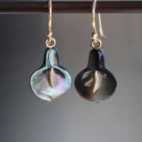 Black Mother of Pearl Calla Lily Earrings Image
