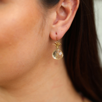 Rutilated Quartz Pineapple Gold Earrings Image