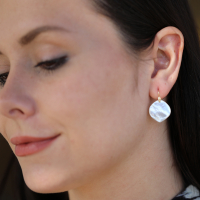 White Mother of Pearl Rose Petal Earrings Image