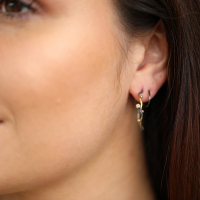 Large Oxidized Silver and 18k Gold Hoop Earrings with Diamonds Image