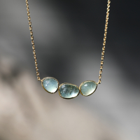 Triple Orbit Aquamarine Gold Necklace Image