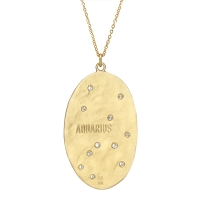 Aquarius 14k Gold Diamond Constellation Astrology Necklace Image