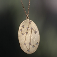Leo 14k Gold Diamond Constellation Astrology Necklace Image