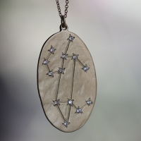 Leo 14k Gold Diamond Constellation Astrology Necklace Image